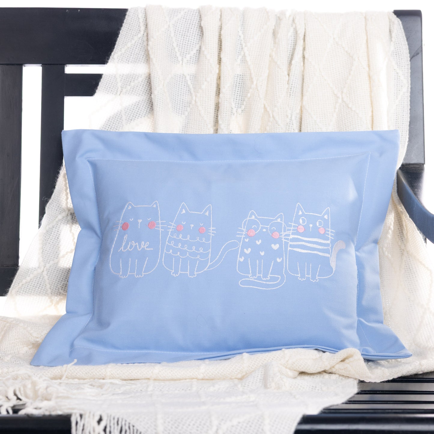 Cute Embroidered Cats Pillow