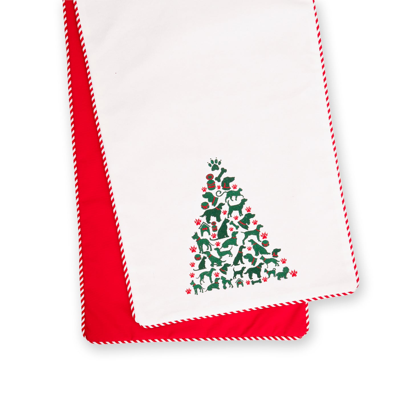 Dog and Cat Christmas Tree Design Table Runner
