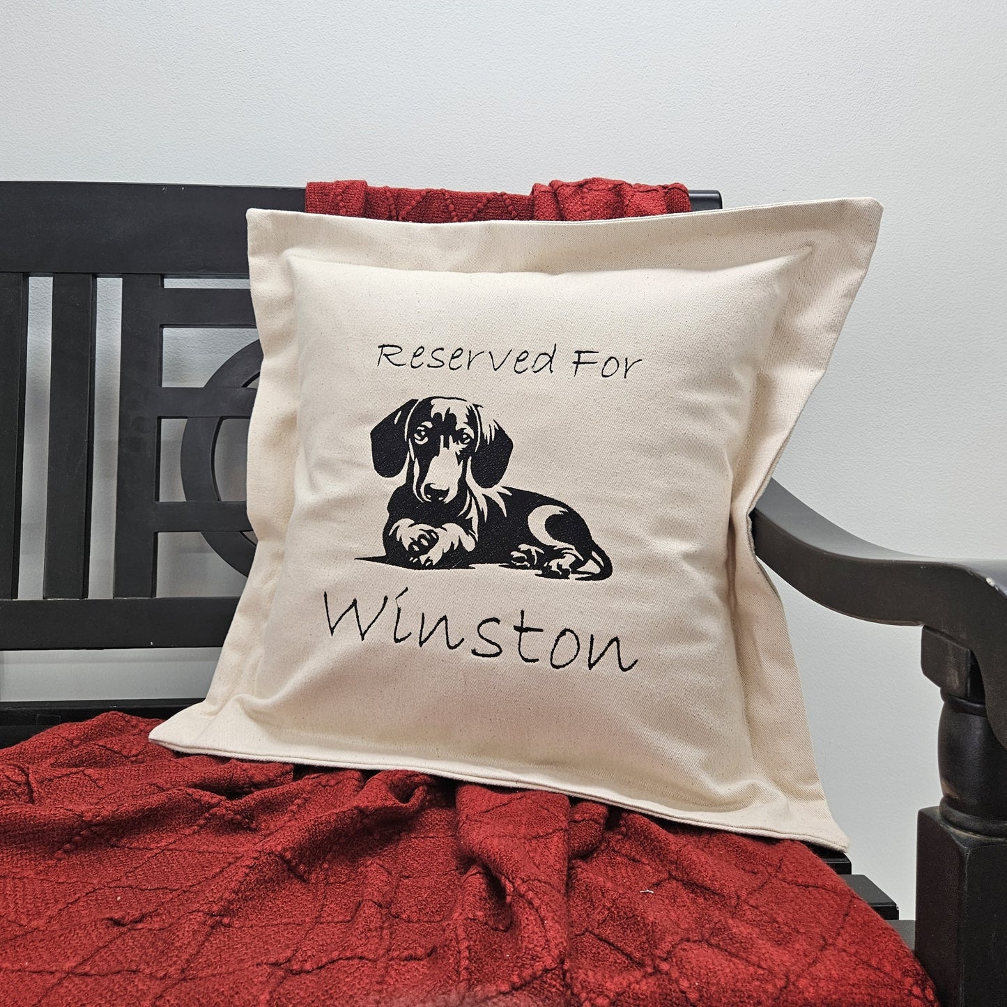 'Reserved For' Dachshund Pillow