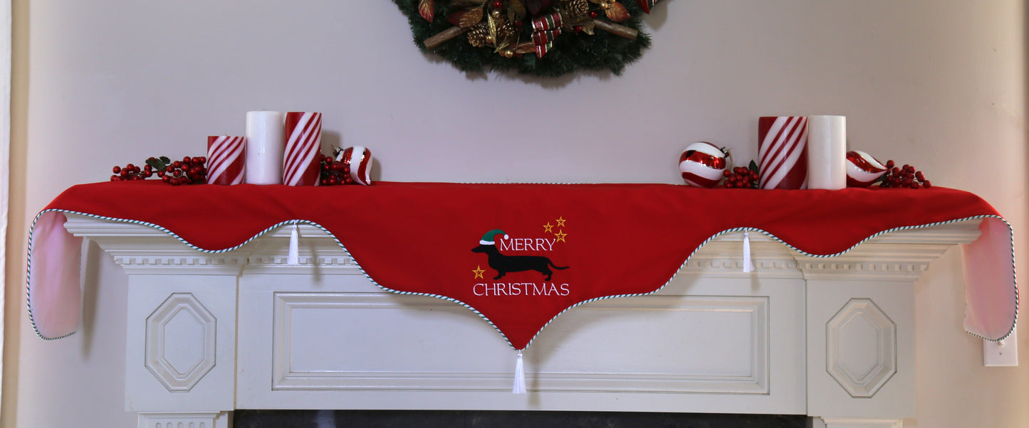 Merry Christmas Dachshund Mantel Scarf