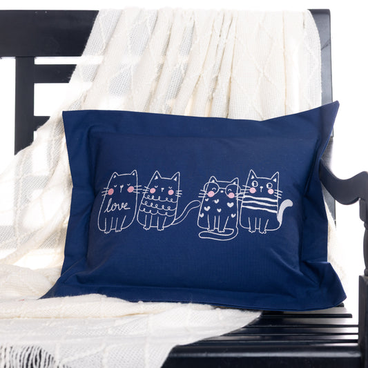 Cute Embroidered Cats Pillow