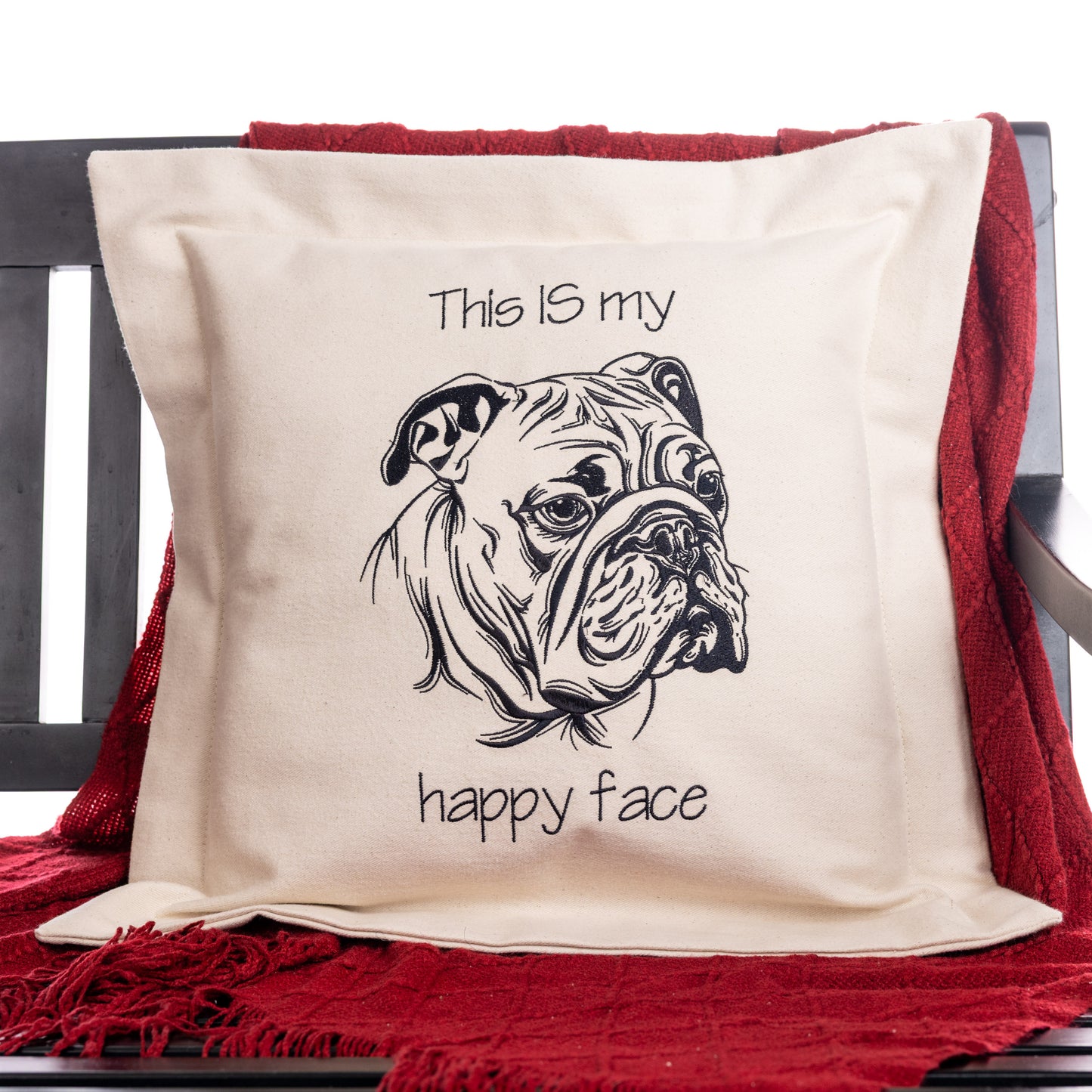 Happy Bulldog Pillow