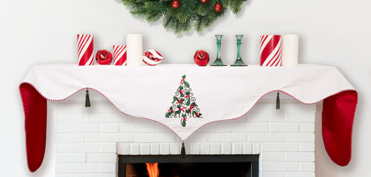 Cat Christmas Tree Design Mantel Scarf