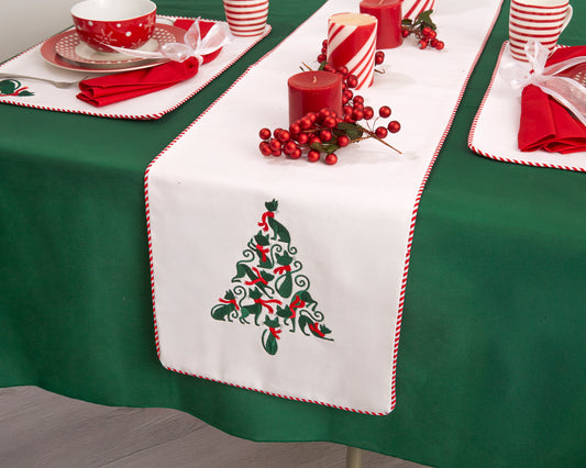 Cat Christmas Tree Design Table Runner
