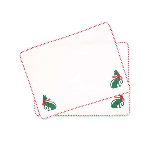 Embroidered Christmas Cat Placemats-Set of 4