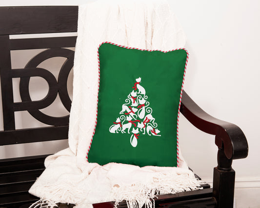 Cat Christmas Tree  Design Pillow