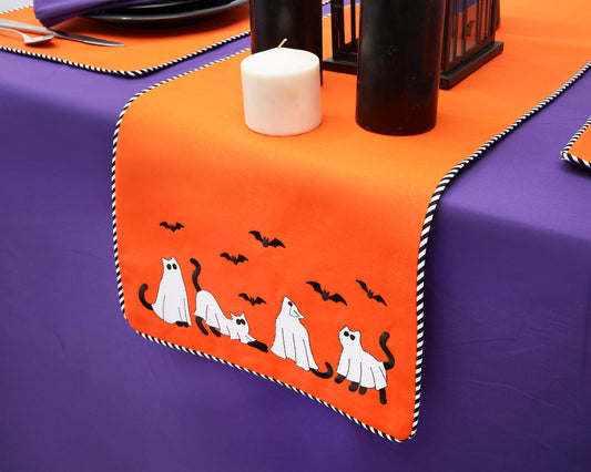Playful Ghost Cats Table Runner