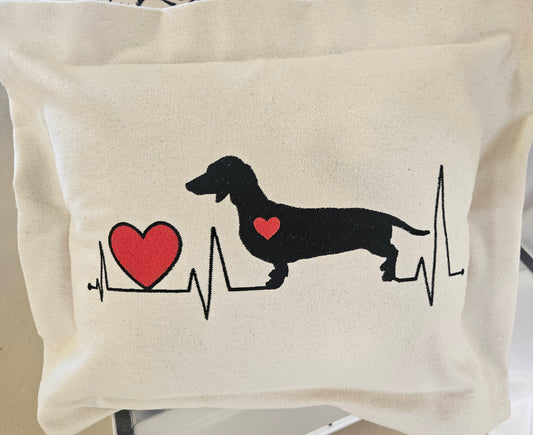 Heartbeat Dachshund Pillow