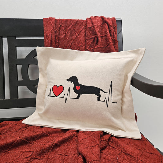 Heartbeat Dachshund Pillow