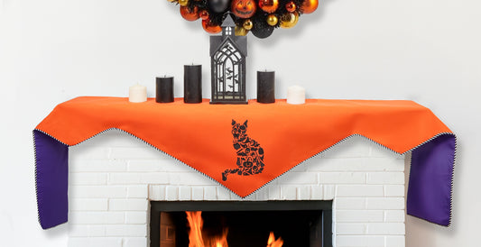 Embroidered Black Cat Mantel Scarf