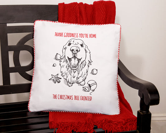 "Tree Fainted" Golden Retriever Pillow
